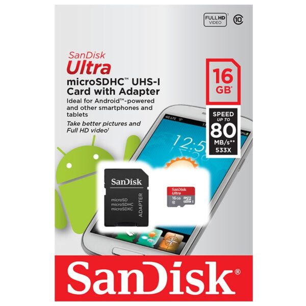 Sandisk microSDXC Card 80MBps 16G