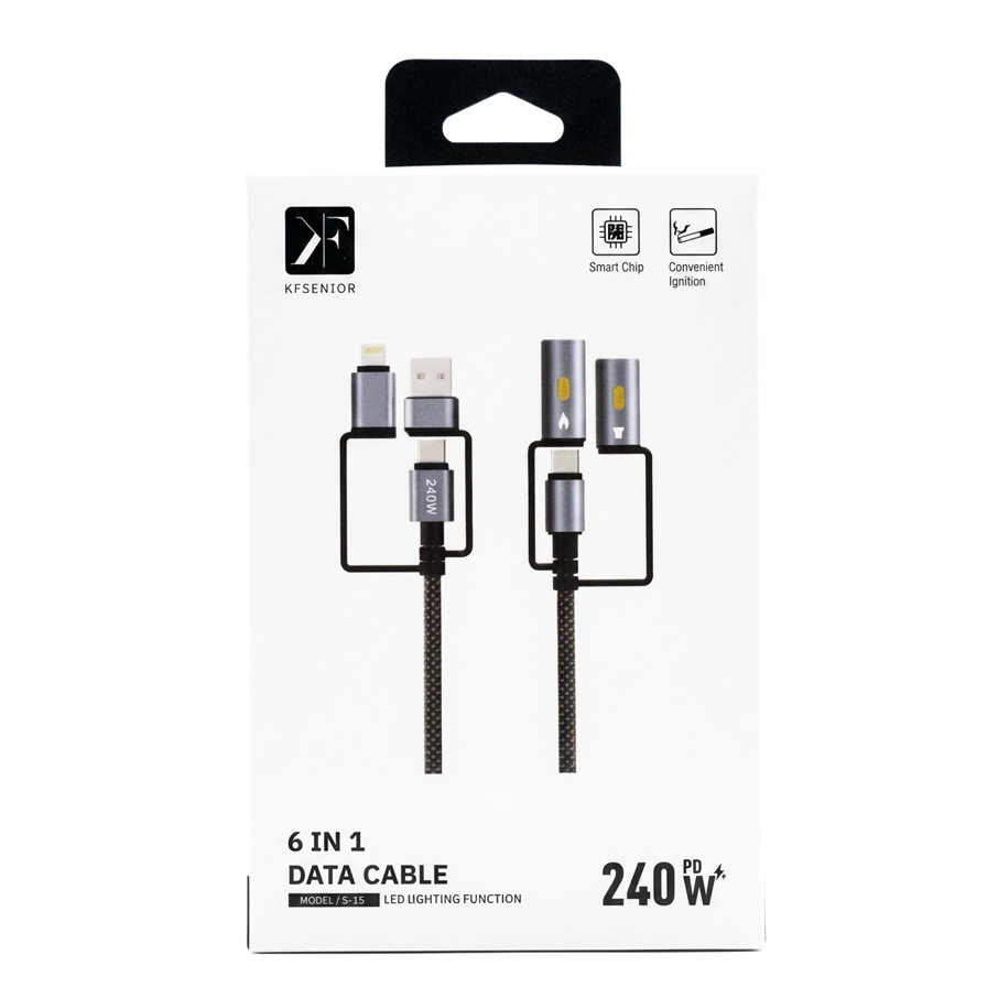 KF senior S-15 240W 6 in 1 data cable -2 pack کابل چند کاره کی اف سنیور مدل S-15